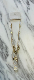 Women’s Golden Clear Beaded Layered Necklace