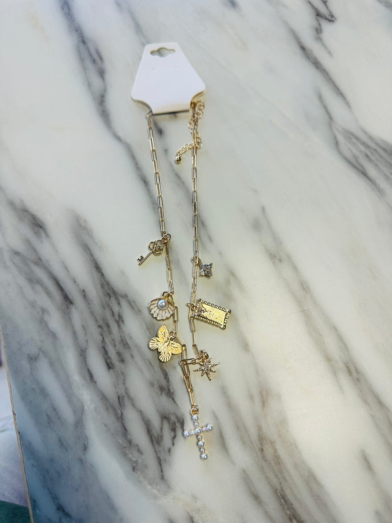 Women’s Golden Cross Pearl Charm Necklace