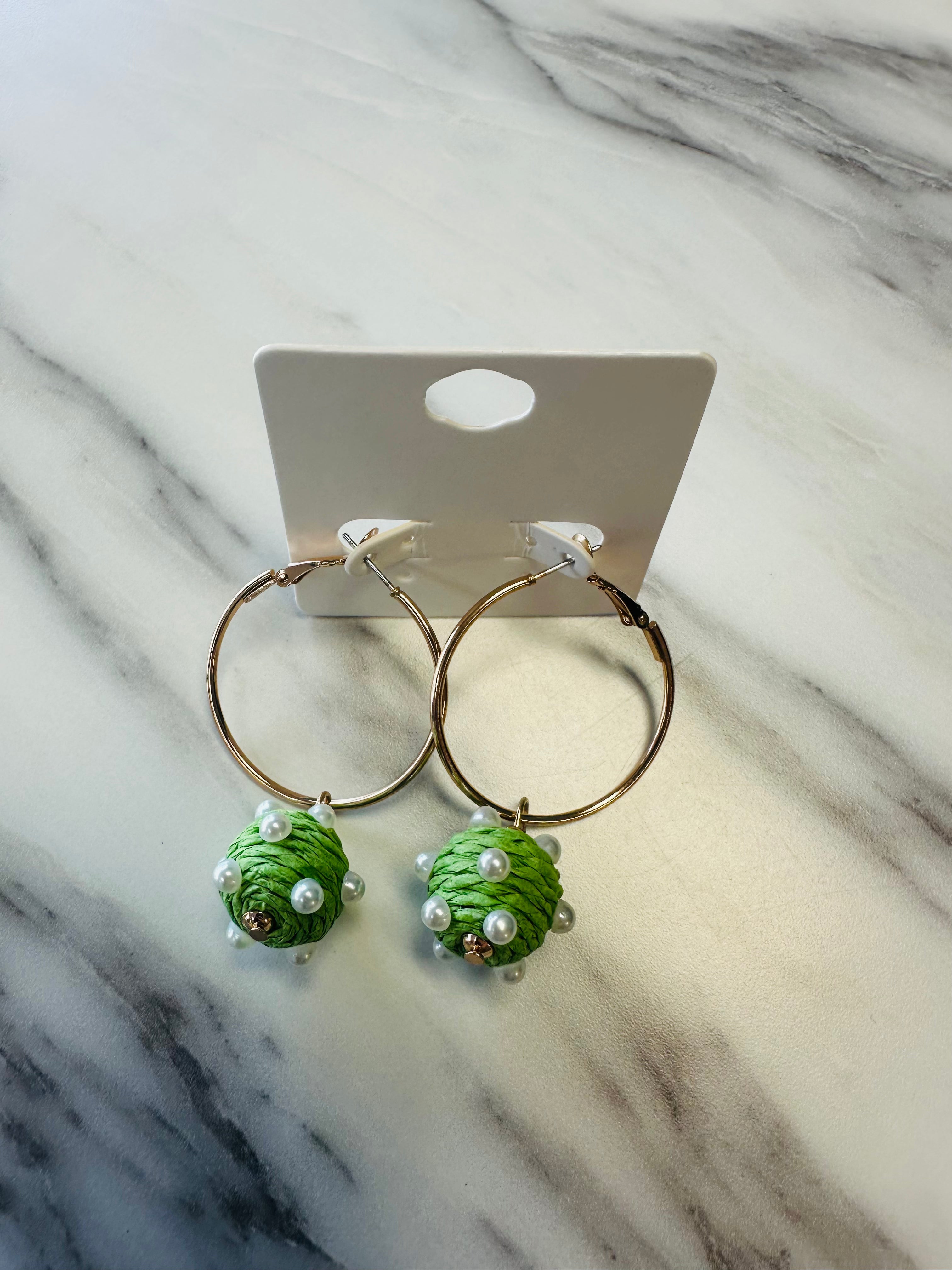 Women’s Green Dangled Hoops Earrings
