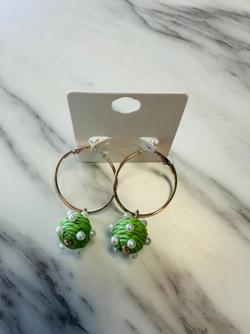 Women’s Green Dangled Hoops