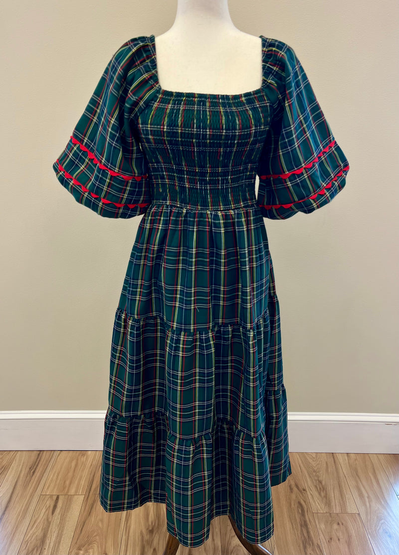 Women’s Green Plaid Maxi Dress