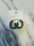 Women’s Green and Gold Hoops Earrings