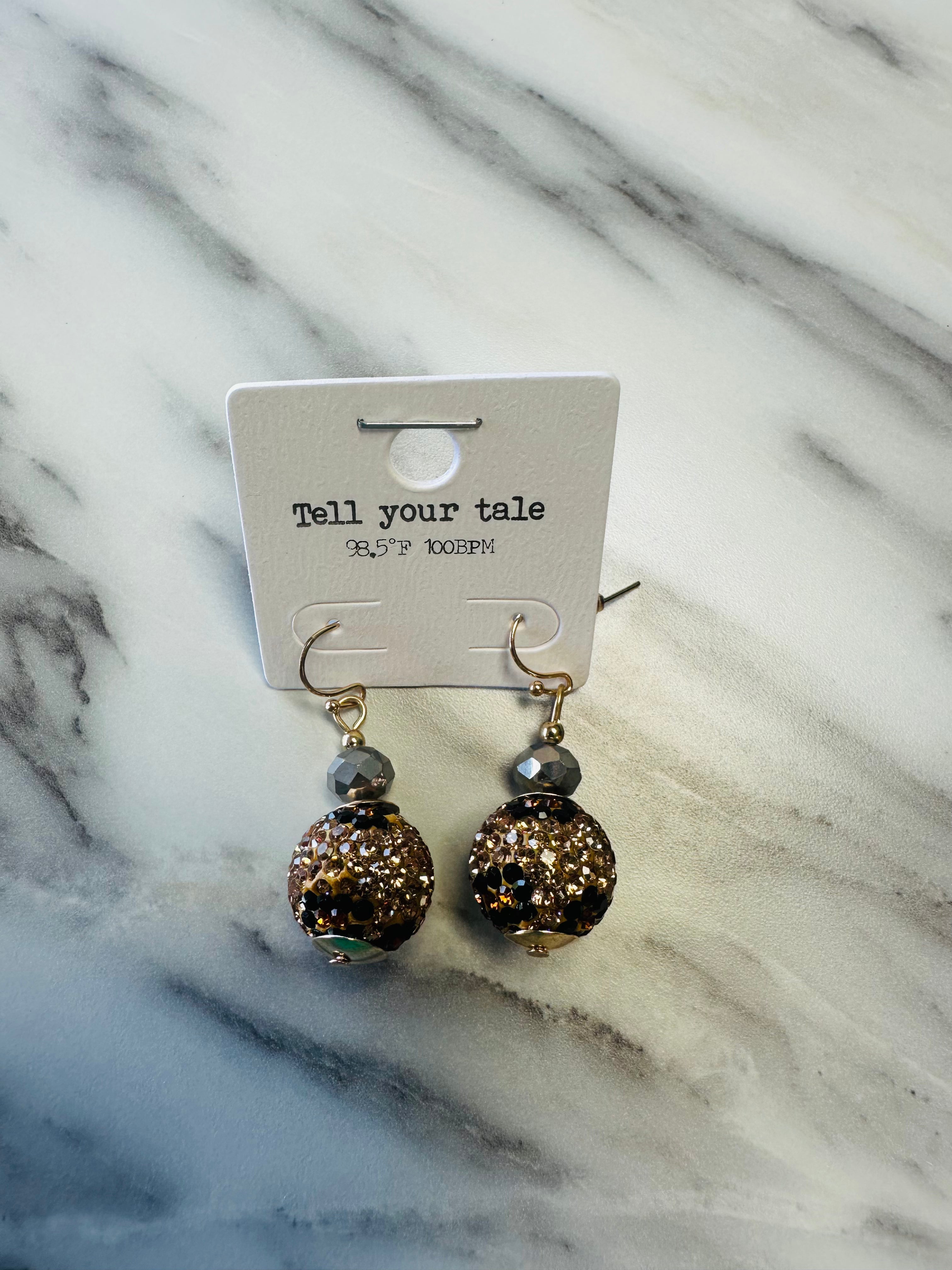 Women’s Grey Beaded Brown Disco Earrings