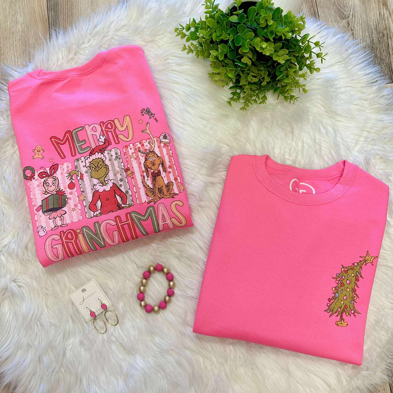 Women’s Grinch Christmas Crewneck Graphic Sweatshirt