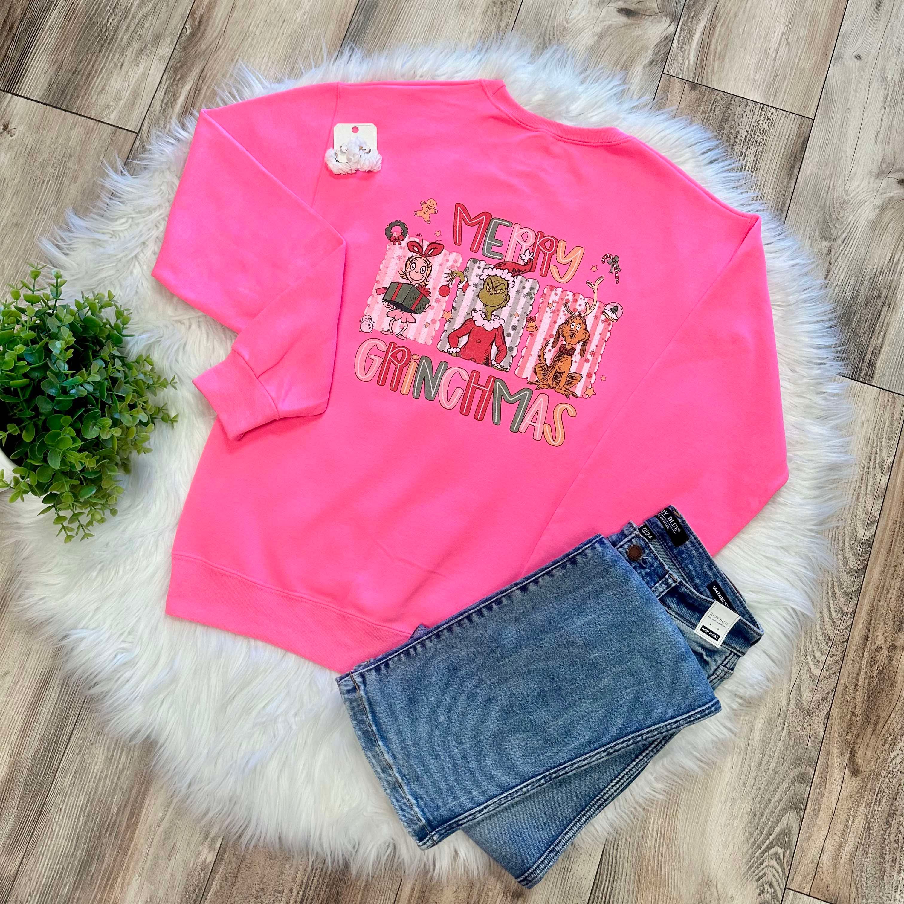Women’s Grinch Christmas Crewneck Graphic Sweatshirt