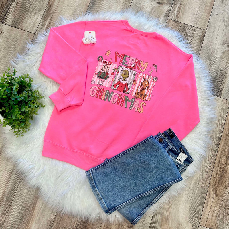 Women’s Grinch Christmas Crewneck Graphic Sweatshirt