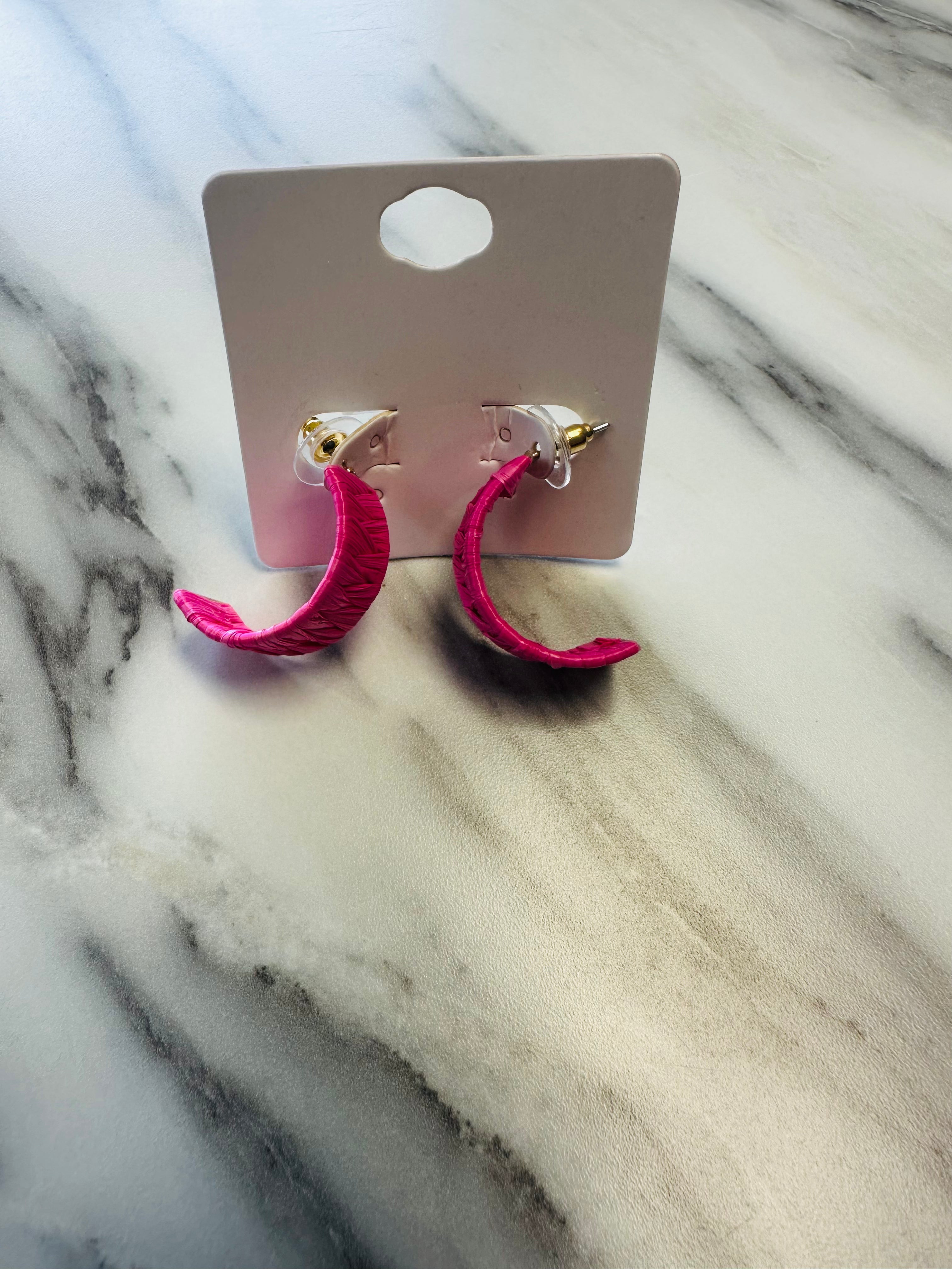 Women’s Hot Pink Wooven Earrings