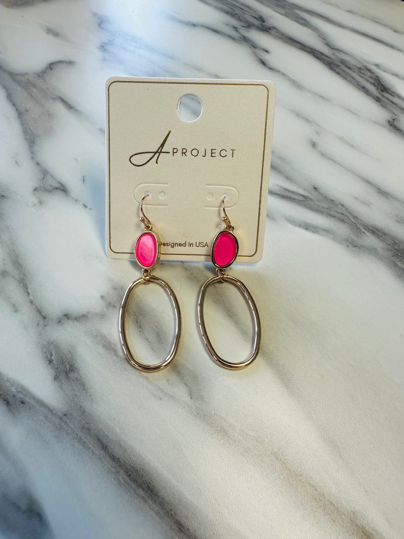 Women’s Hot Pink and Gold Dangled Earrings
