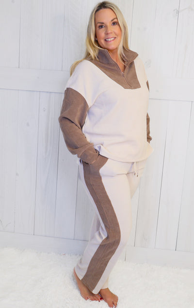 Women’s Ivory and Mocha Relaxed Fit Corduroy Set
