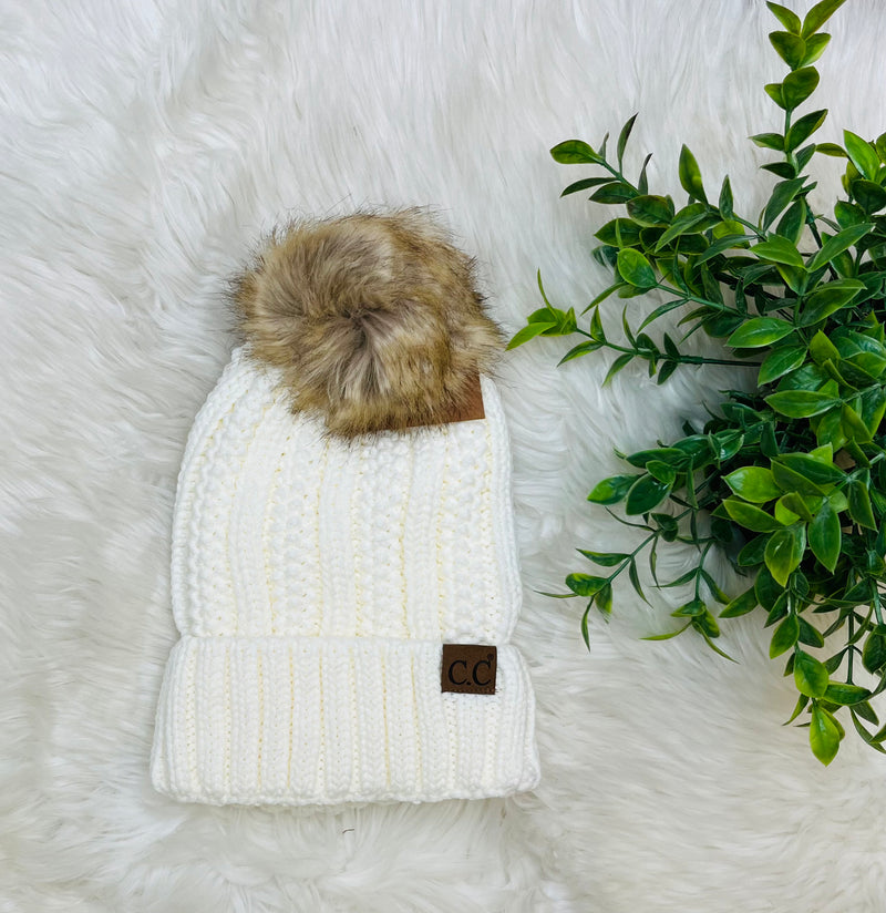 Women’s Ivory knit CC beanie