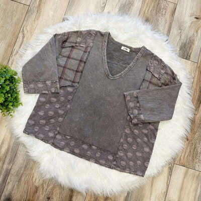 Women’s J Her Grey Mixed Print Polka Dot Pants Set