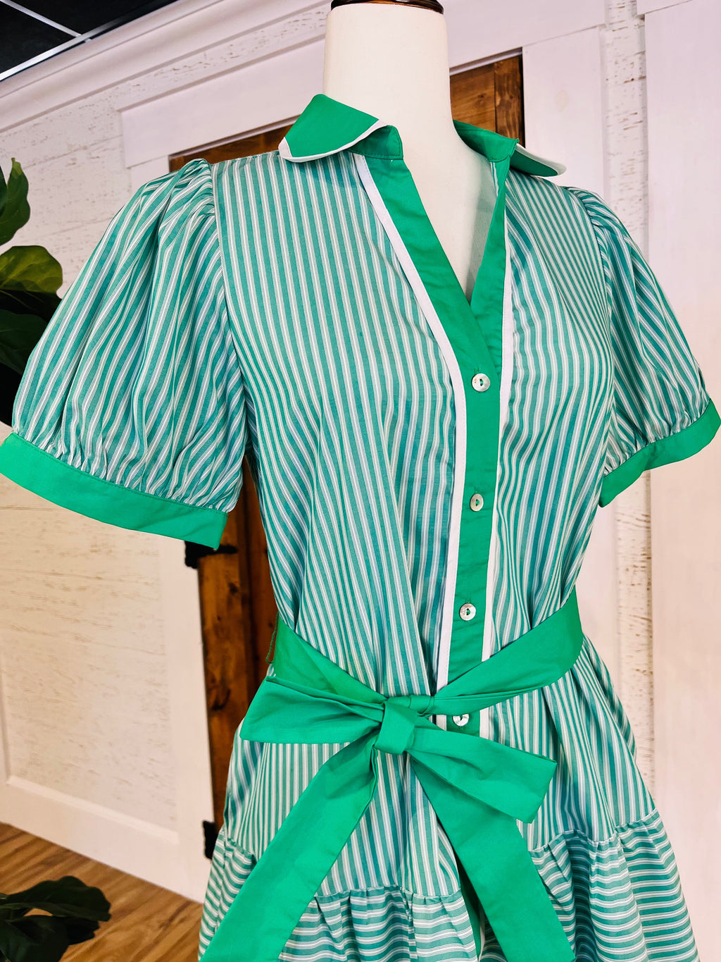 Women’s Jodifl Green Stripe Belted Dress