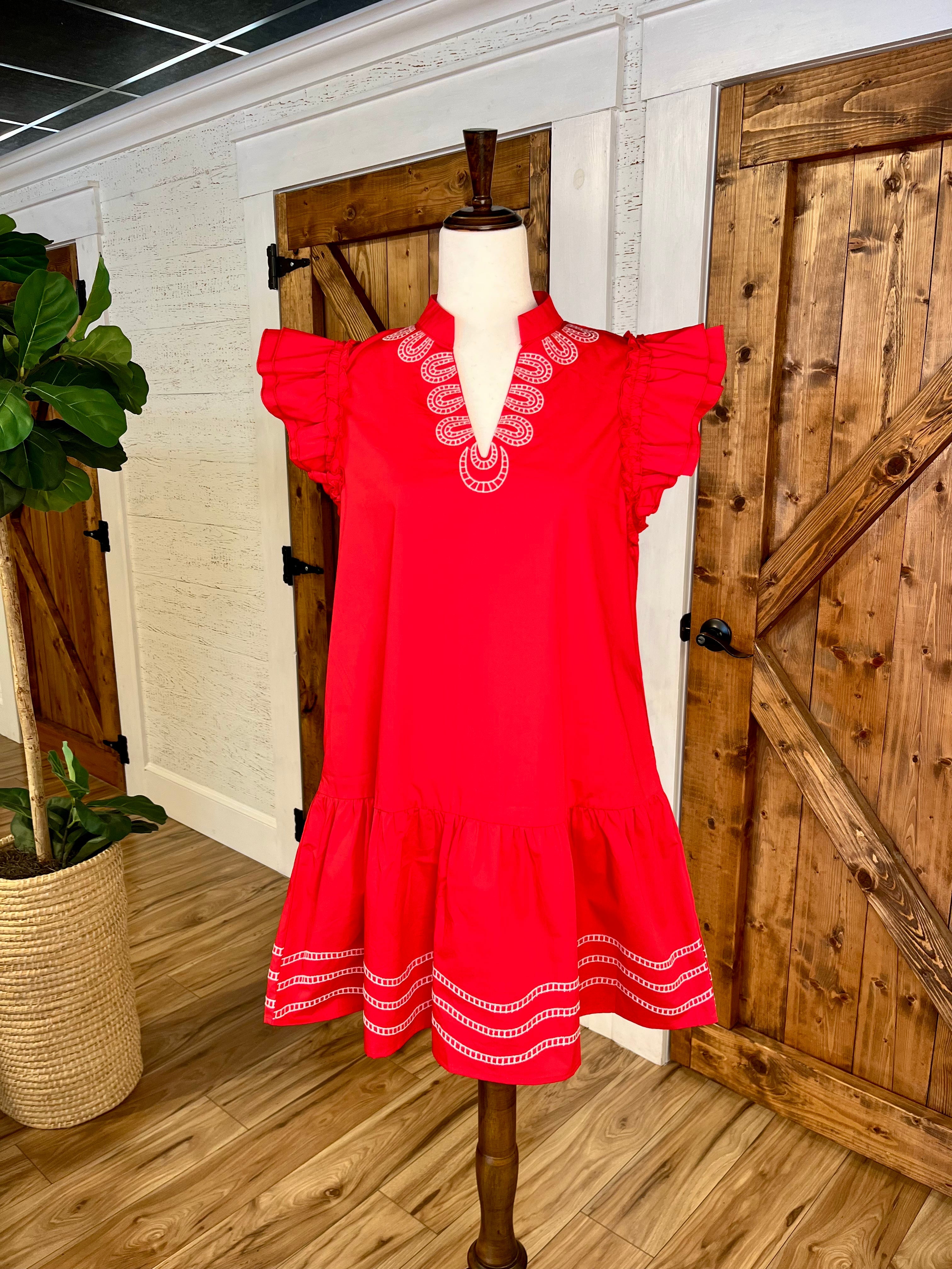 Women’s Jodifl Red Ivory Embroidered Dress