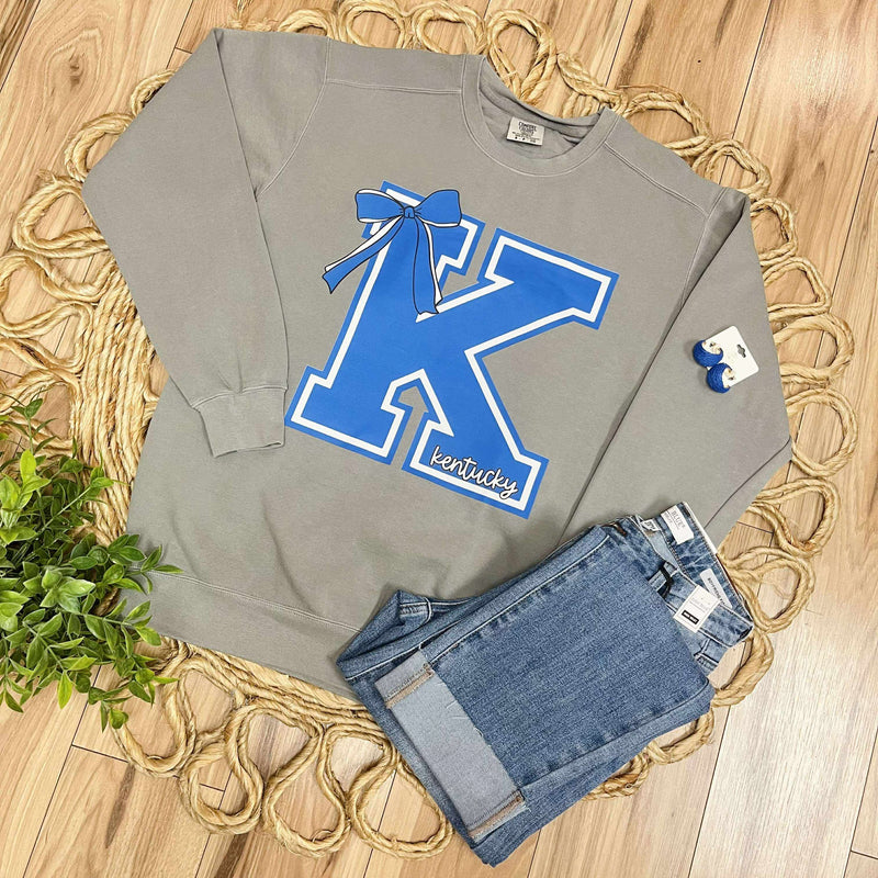 Women’s K Bow Comfort Colors Crewneck Sweatshirt Graphic