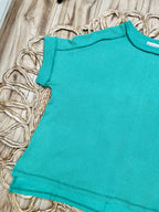 Women’s Kelly Green Ribbed Cuff Sleeve Top Basic