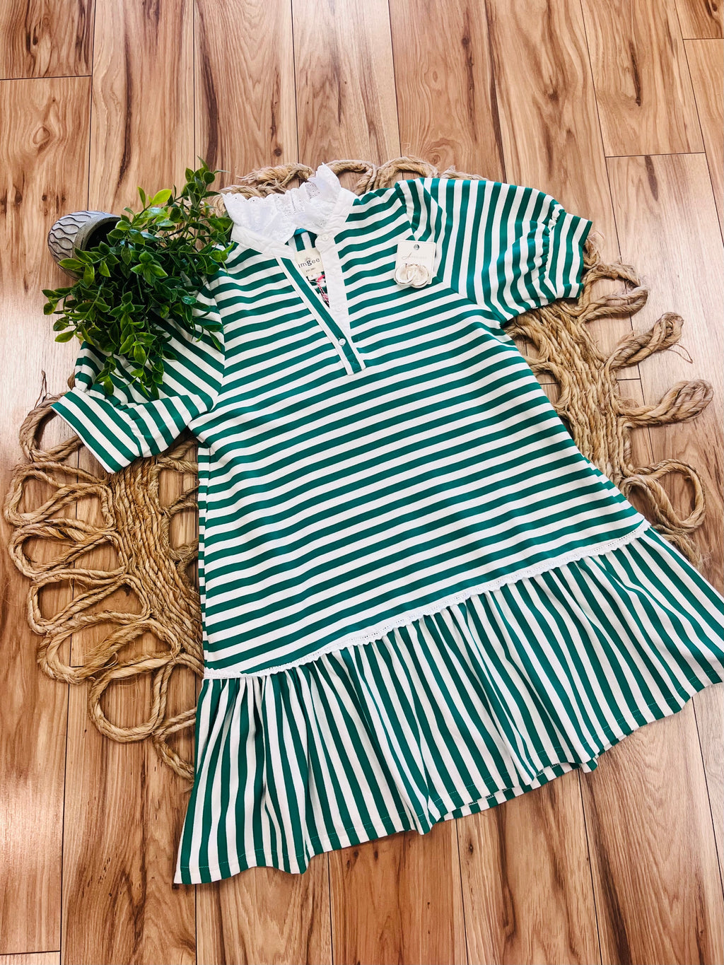 Women’s Kelly Green Striped Umgee Dress