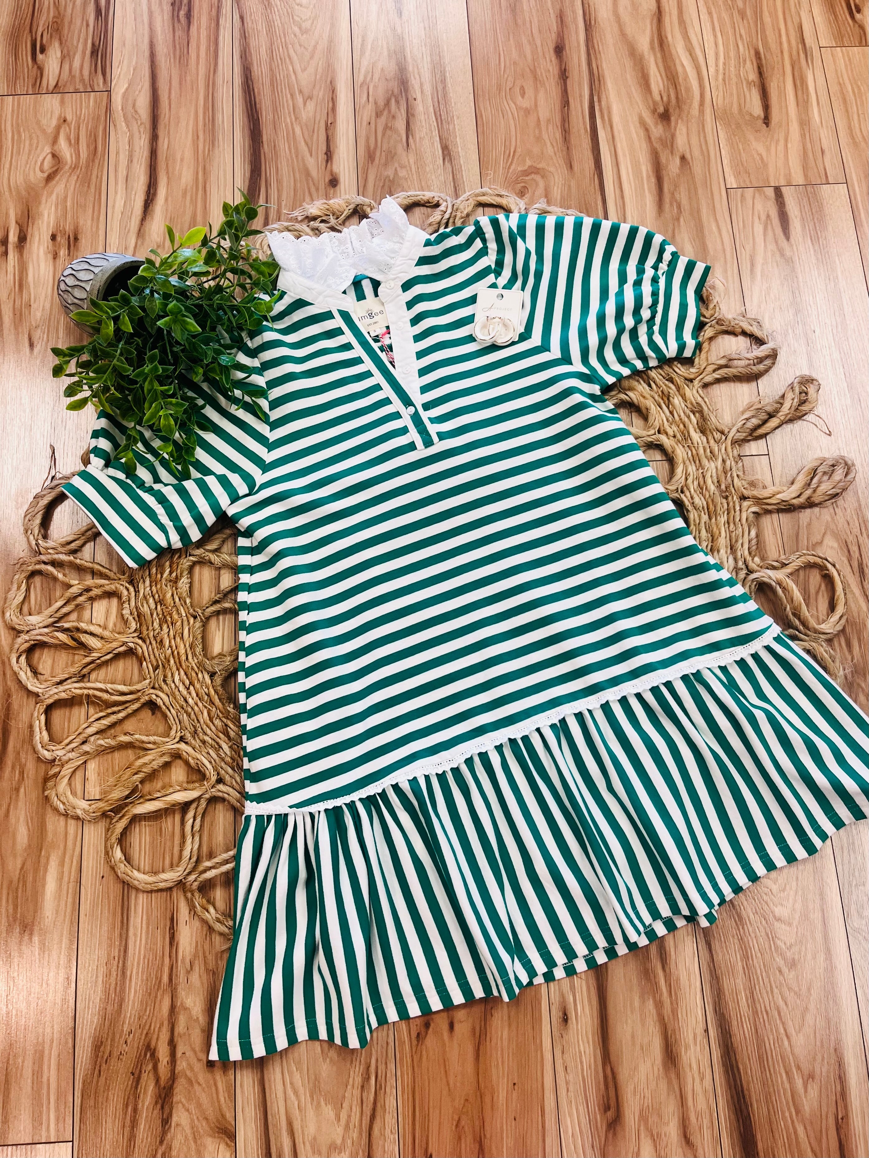 Women’s Kelly Green Striped Umgee Dress