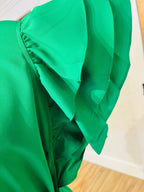 Women’s Kelly green ruffle sleeve dress
