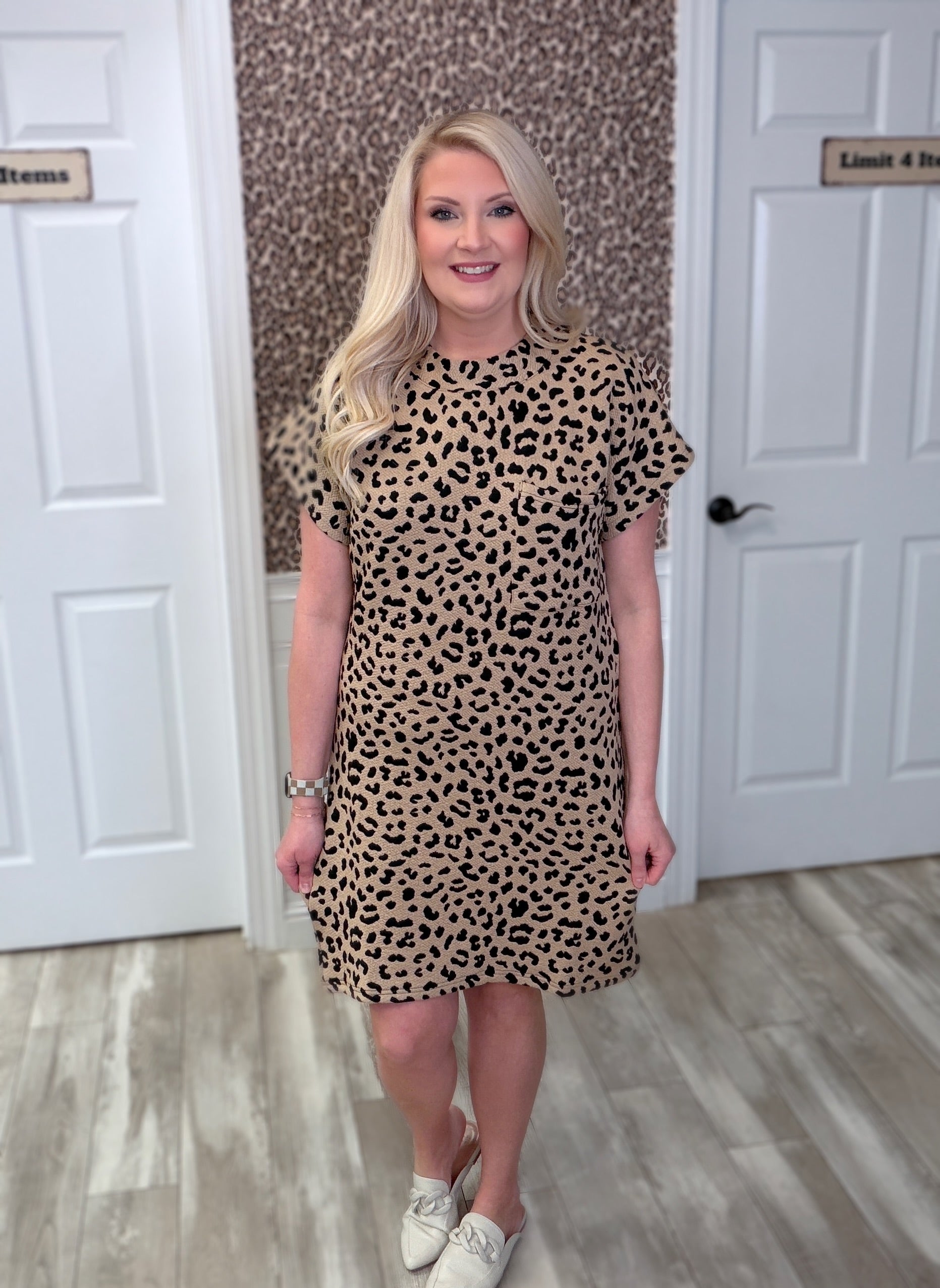Women’s Leopard Jacquard Pocket Dress SS