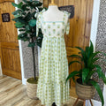 Women’s Light Blue/Green Striped Floral Midi Dress