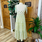 Women’s Light Blue/Green Striped Floral Midi Dress