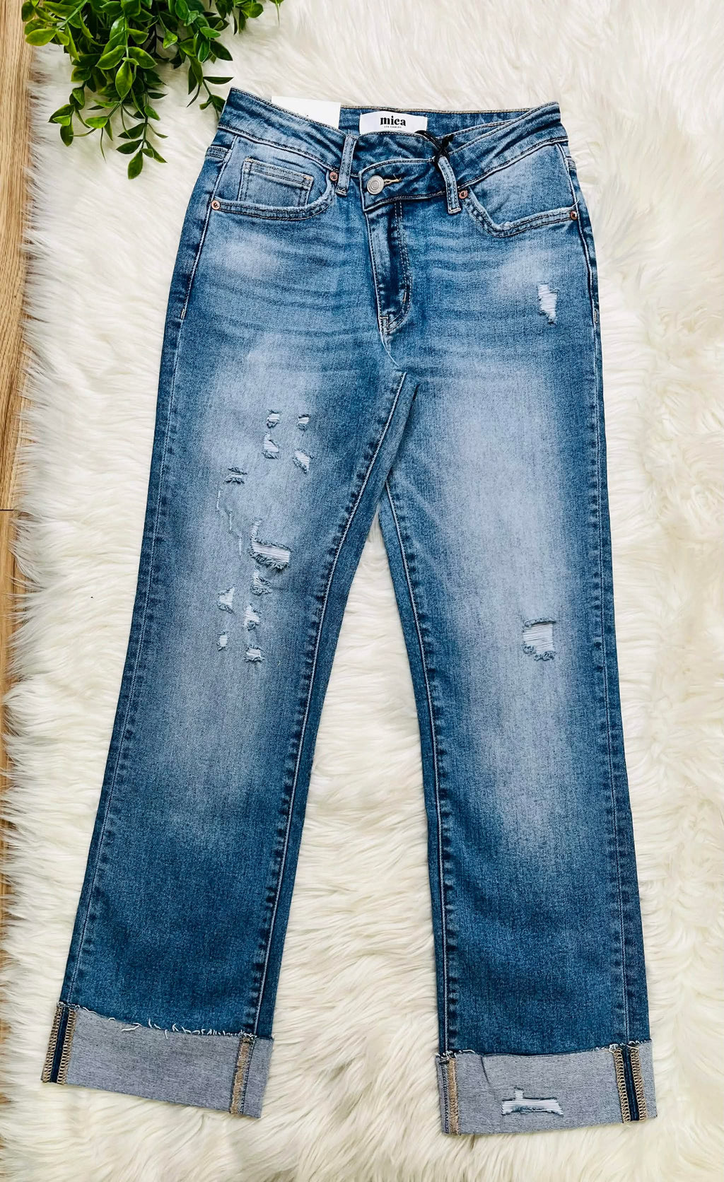 Women’s MICA High Rise Straight Asymmetrical Waistband Jeans