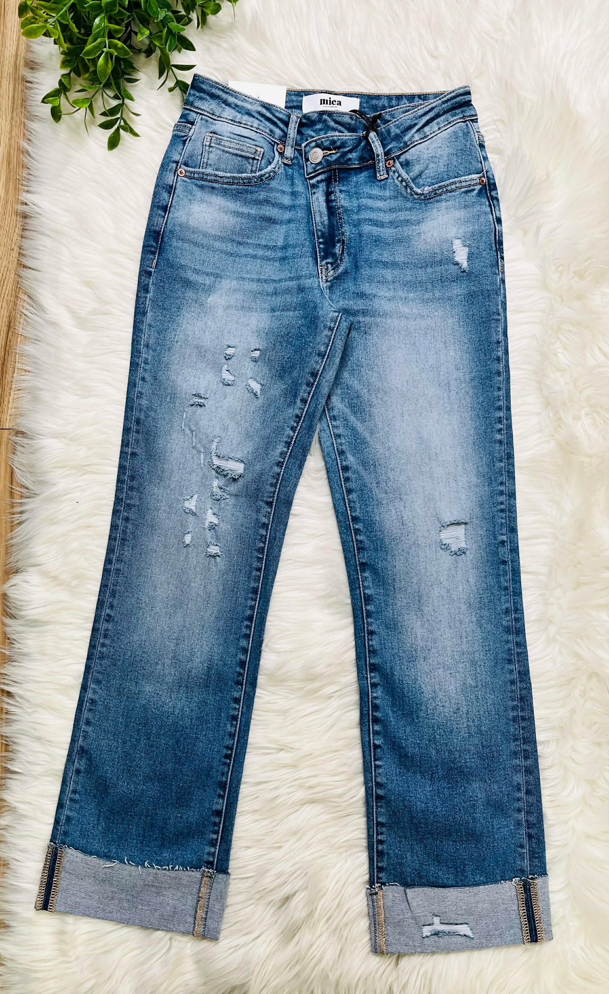Women’s MICA High Rise Straight Asymmetrical Waistband Jeans