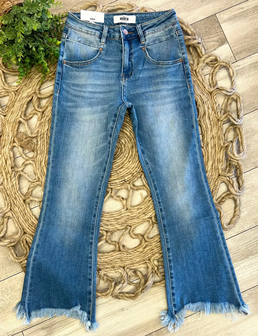 Women’s Mica High Rise Wide Leg Uneven Hem Jeans Style 3618