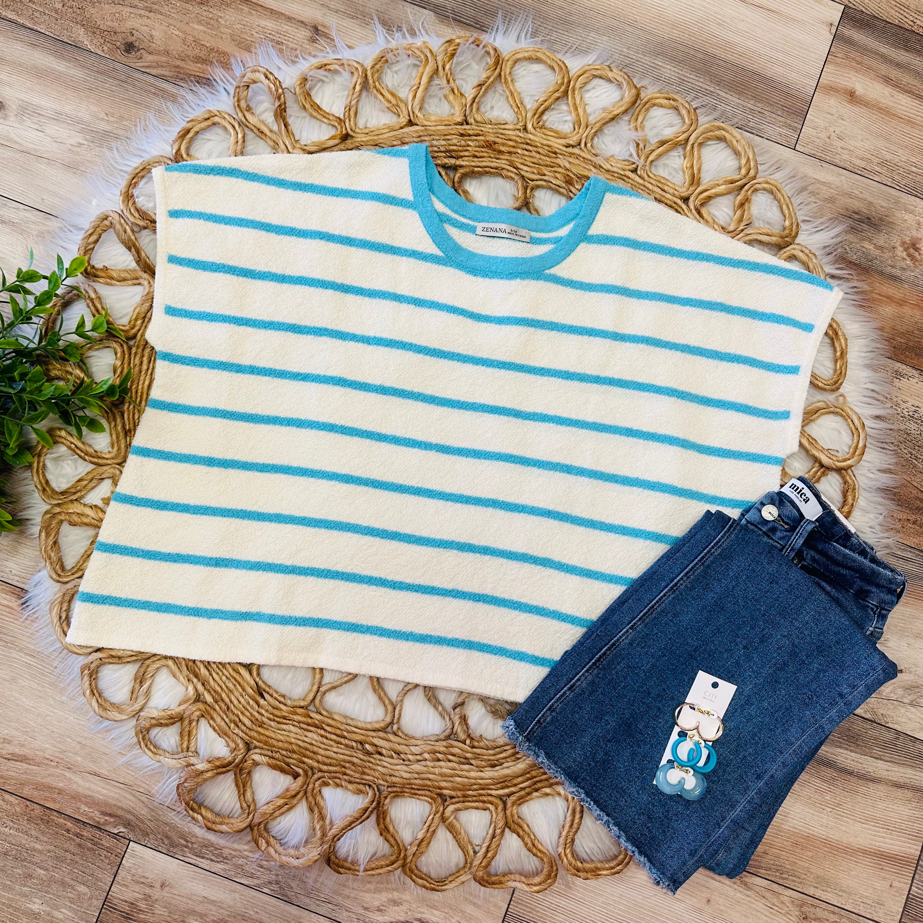 Women’s Mint Stripe Oversized Sweater Top