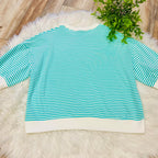 Women’s Mint Stripe Puff Sleeve Top