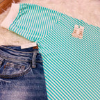 Women’s Mint Stripe Puff Sleeve Top