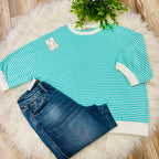 Women’s Mint Stripe Puff Sleeve Top