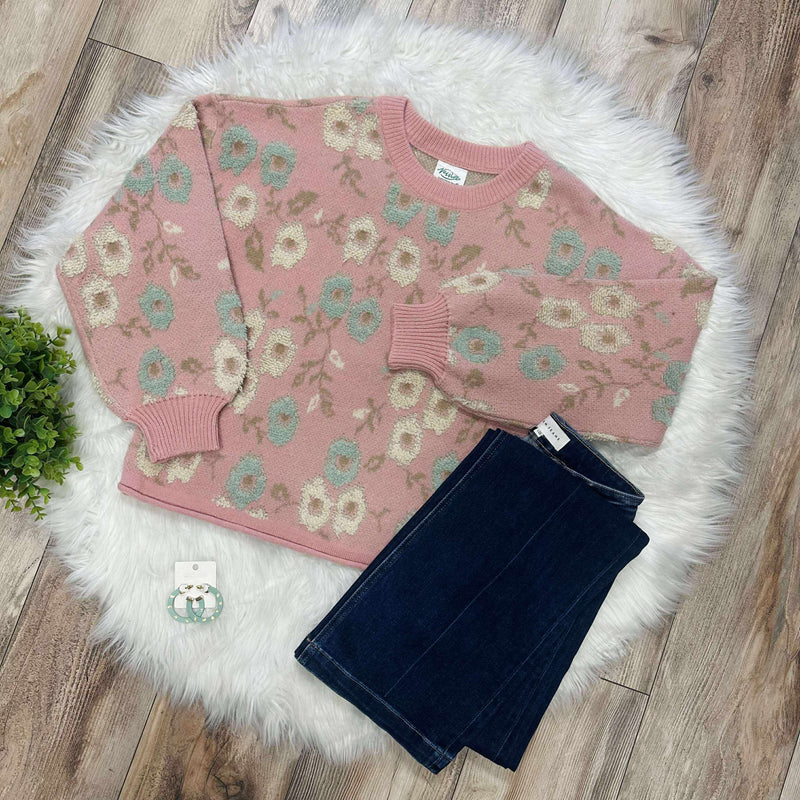 Women’s Mixed Print Floral Sweater Top