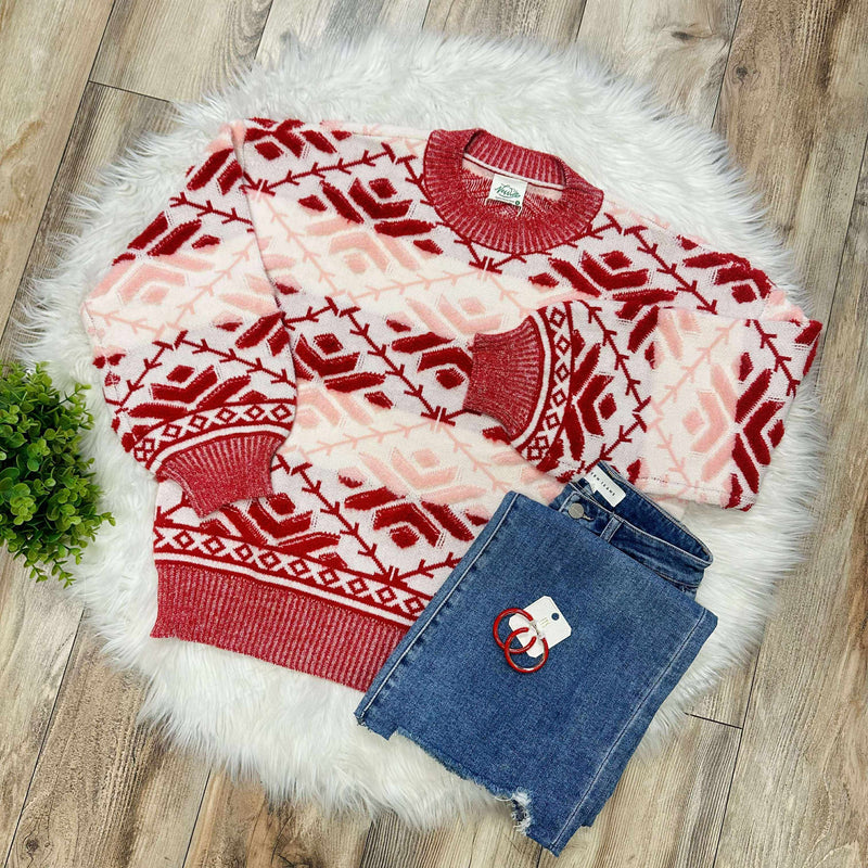 Women’s Mixed Print Winter Sweater Top