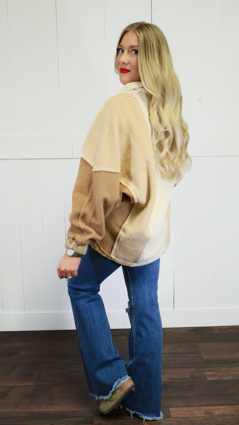 Women’s Mocha Oversized Collar Sweater Pullover Top