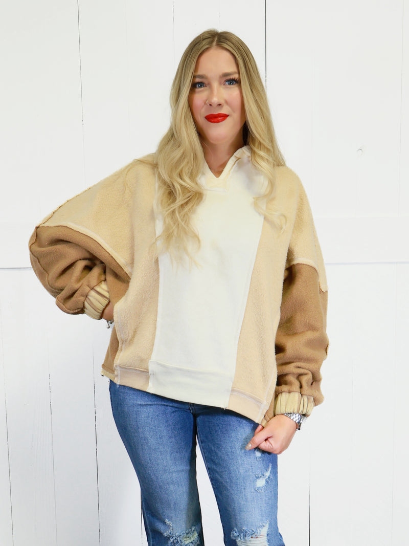 Women’s Mocha Oversized Collar Sweater Pullover Top