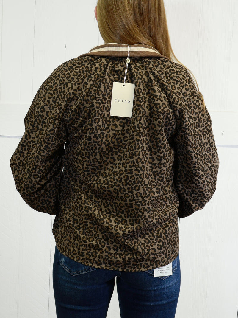 Women’s Mocha Suede Cheetah Pullover Sweater Top