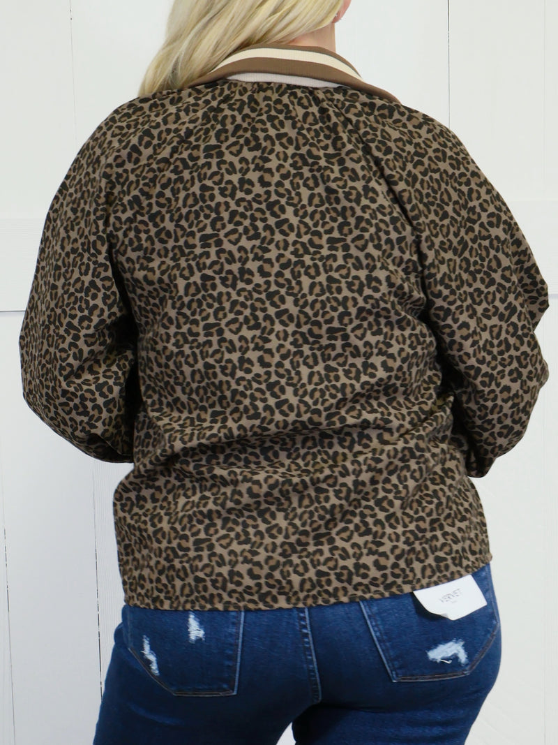 Women’s Mocha Suede Cheetah Pullover Sweater Top
