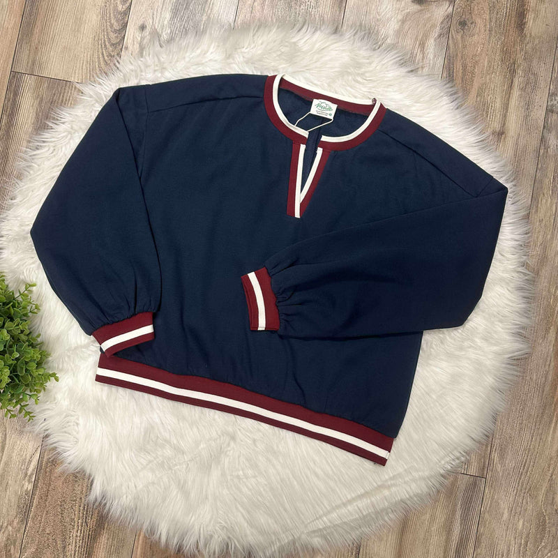 Women’s Navy Two Piece Set with red Trim