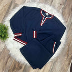 Women’s Navy Two Piece Set with red Trim