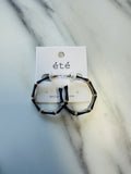 Women’s Navy and Gold Blocked Hoops Earrings