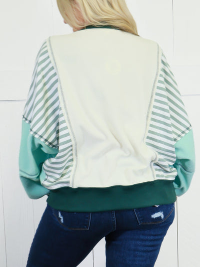 Women’s Oversized Mixed Print Pullover Top Sweater