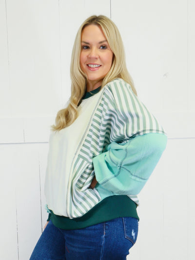 Women’s Oversized Mixed Print Pullover Top Sweater