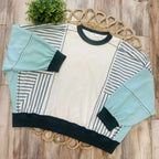 Women’s Oversized Mixed Print Pullover Top Sweater