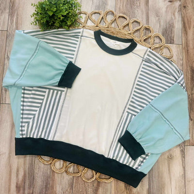 Women’s Oversized Mixed Print Pullover Top Sweater