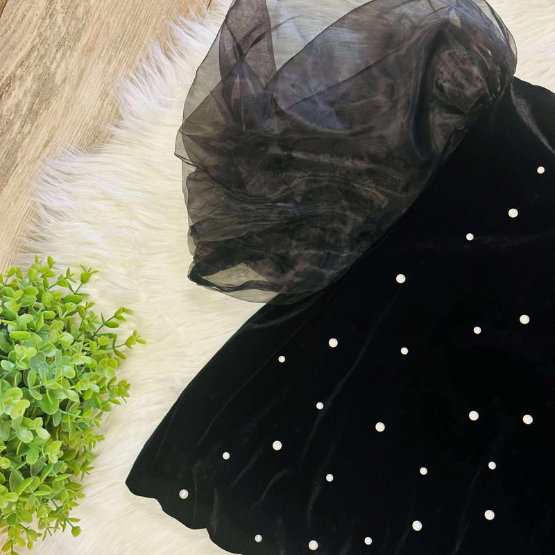 Women’s Pearl Velvet Puff Sleeve Top