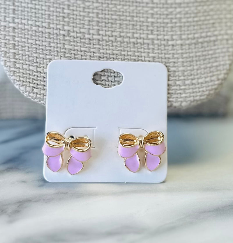 Women’s Pink and Gold Bow Earrings