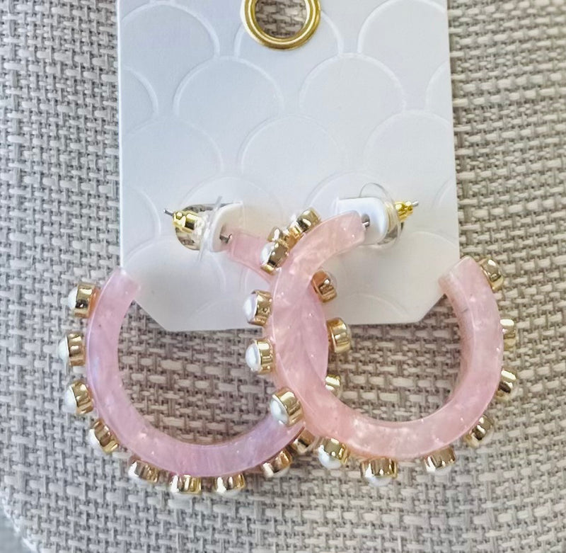 Women’s Pink with Gold Studs Earrings