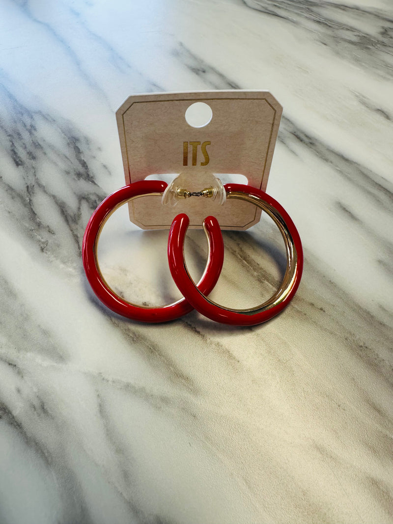 Women’s Red And Gold Classy Hoops