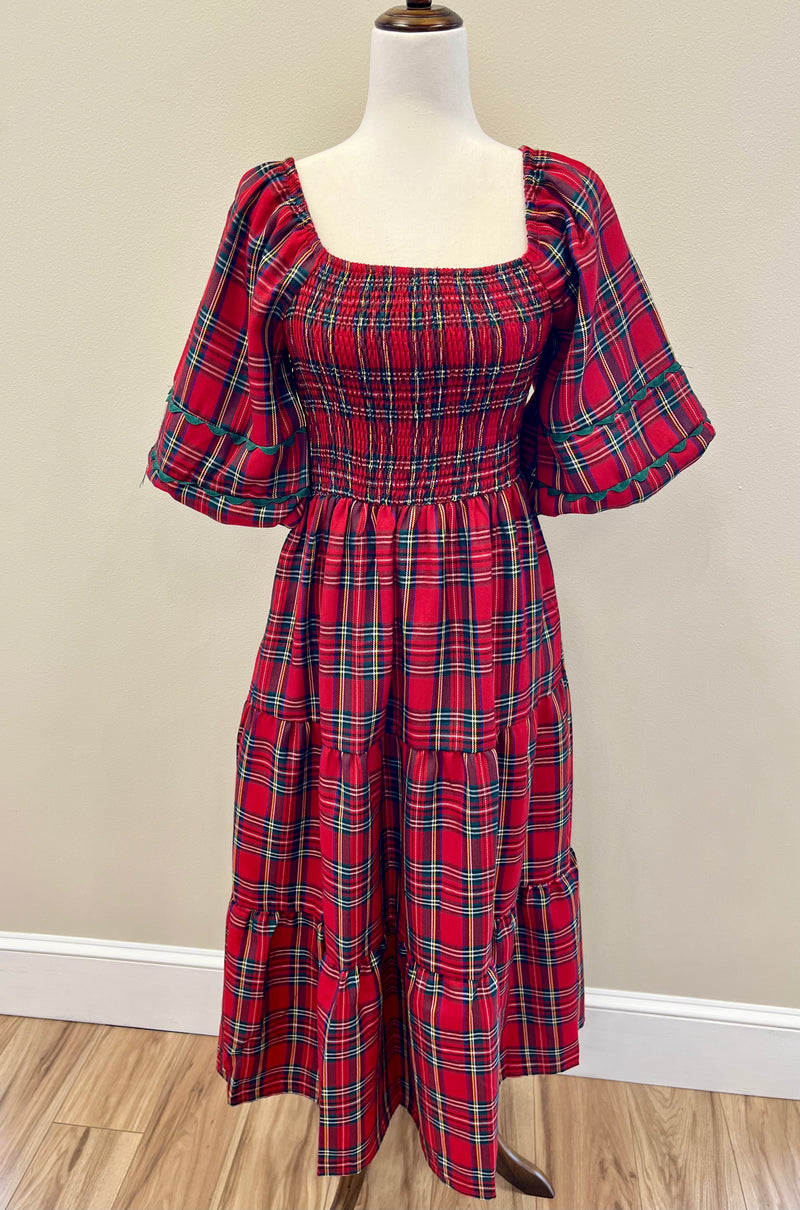 Women’s Red Plaid Maxi Dress